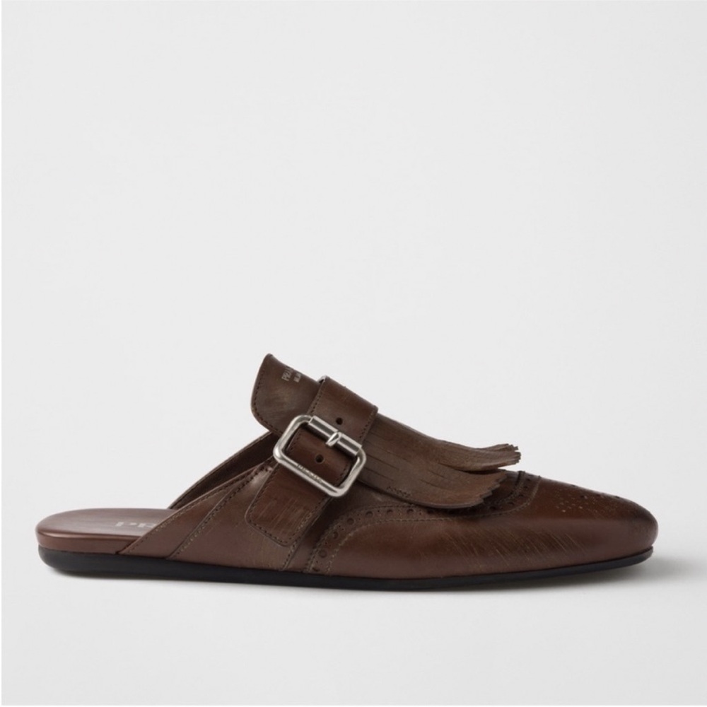 Like new PRADA Brown Leather Fringed Shuffle Mules $1,250 36 - Picture 5 of 16